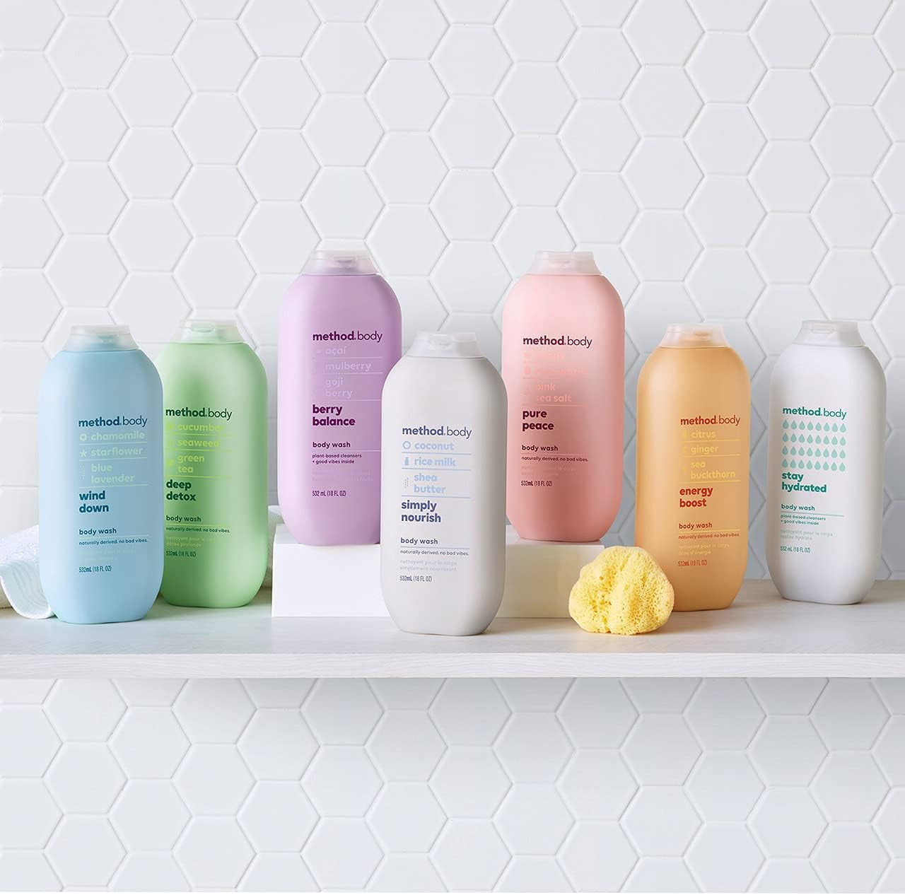 Simply Nourish Body Wash, Moisturizing Shower Gel and Body Soap Formulated with Coconut, Rice Milk, and Shea Butter, 532 Ml Bottles, 6 Pack