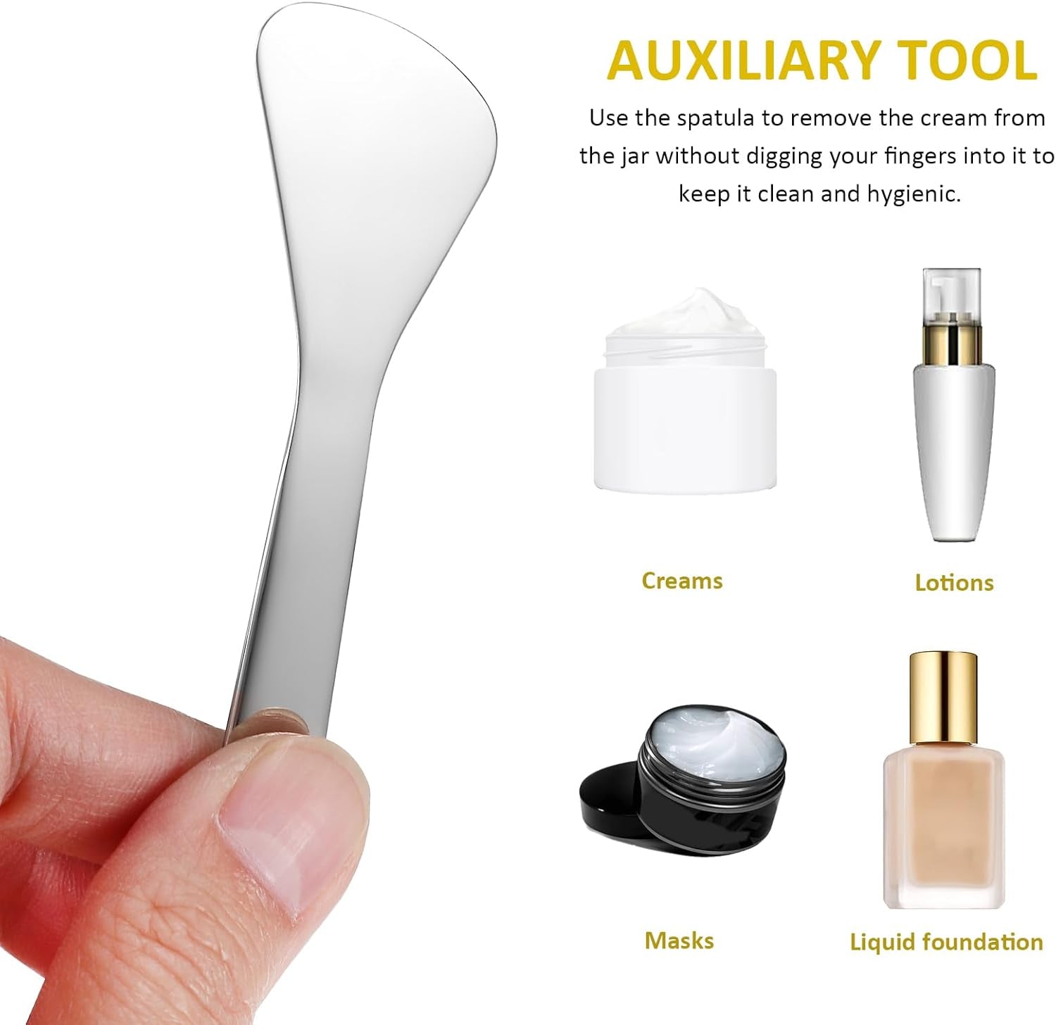 Eye Cream 2Pcs Metal Cosmetic Skincare Spatula Mini Mask Facial Reusable Scoop Makeup Beauty Spoons for Cream Lotions Face Spatula