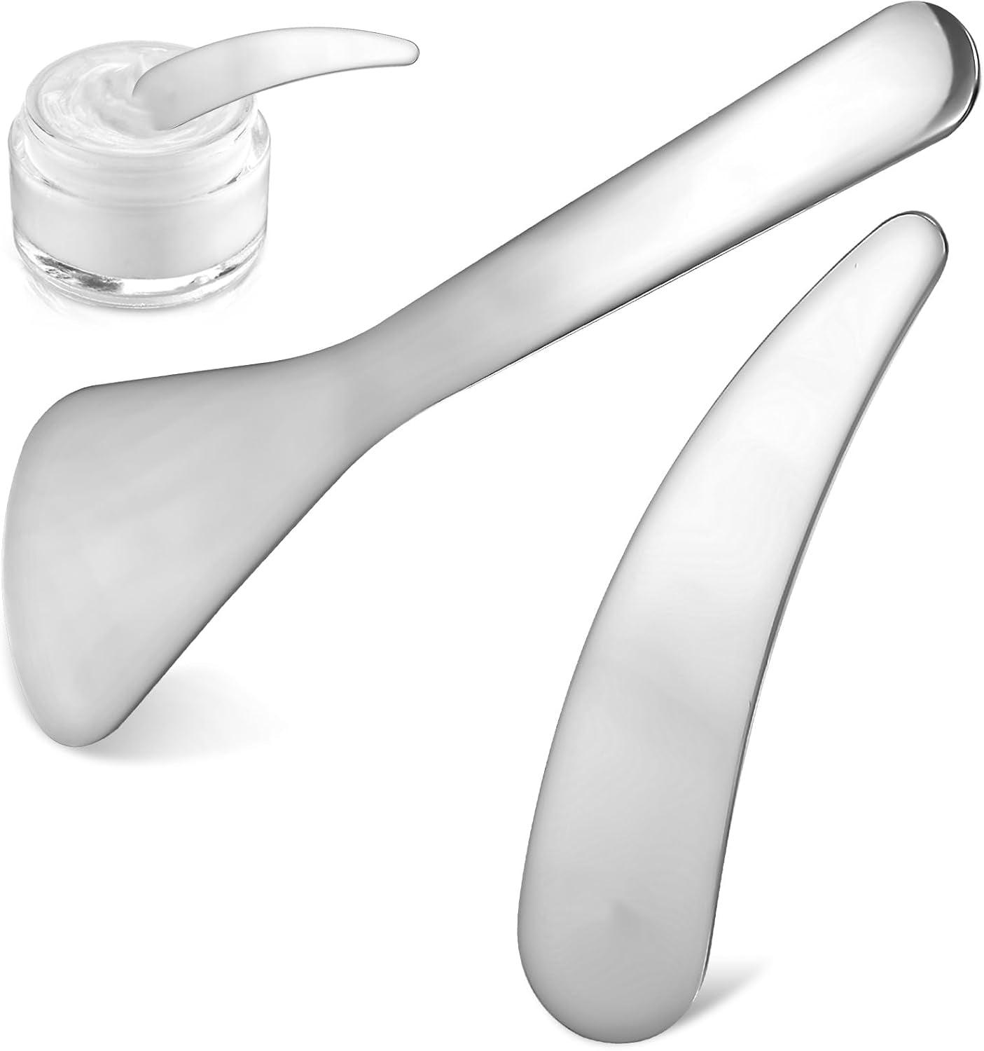 Eye Cream 2Pcs Metal Cosmetic Skincare Spatula Mini Mask Facial Reusable Scoop Makeup Beauty Spoons for Cream Lotions Face Spatula