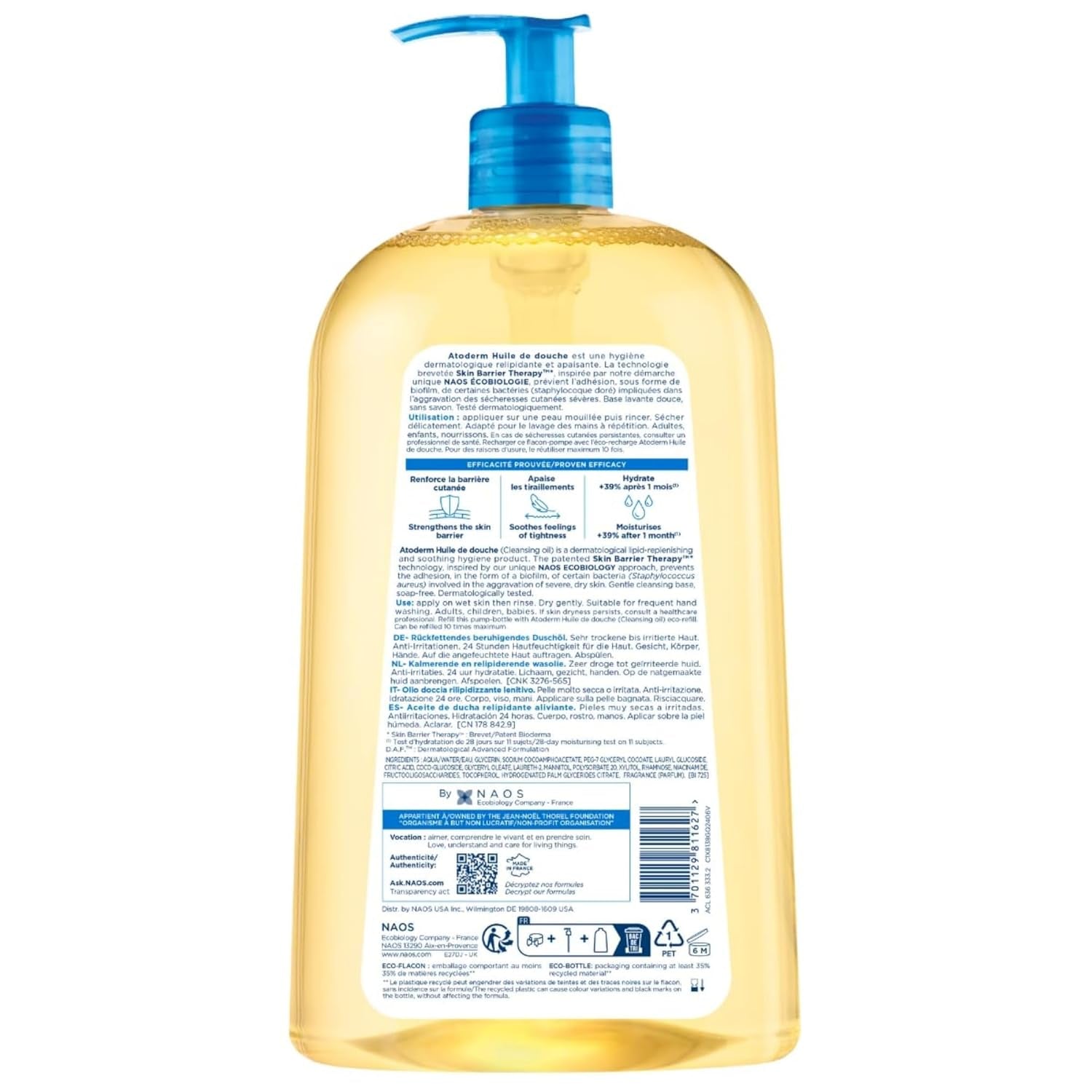 Bioderma Atoderm Shower Oil, Cleansing Oil for Face & Body, urishing Cleansing Oil for Dry to Atopic Sensitive Skin for Softer & Smooth Skin for Your Whole Family