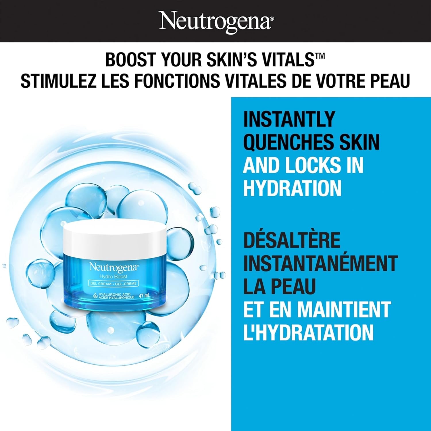 Hydro Boost Face Moisturizer with Hyaluronic Acid for Dry Skin, Oil-Free and Non-Comedogenic Water Gel Face Lotion, 47Ml